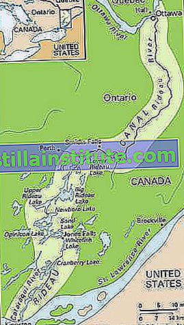 Karta över Rideau-kanalen.