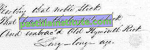 Escritura a mano de Spencerian de "Pioneer Anthem", de Platt Rogers Spencer, 1850;  en la colección de Dartmouth College, Hanover, NH