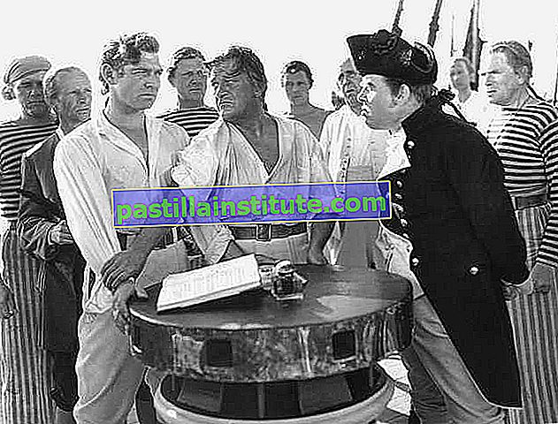 Anggota kru HMS Bounty, termasuk Clark Gable (kiri) sebagai Fletcher Christian dan Charles Laughton (kanan) sebagai Kapten Bligh, dalam versi film Charles Nordhoff tahun 1935 dan Mutiny on the Bounty dari James Norman Hall.