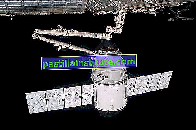 Kapal angkasa Naga SpaceX digenggam oleh lengan robot Canadarm2 ISS pada 25 Mei 2012. Naga adalah kapal angkasa peribadi pertama yang membawa bekalan ke ISS.