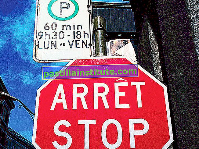 Señales de parada y prohibición de estacionamiento en francés e inglés