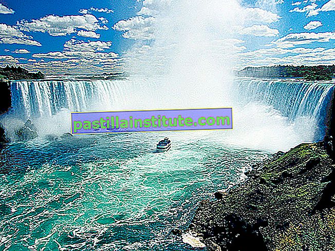 Imbarcazione turistica a Niagara Falls, New York