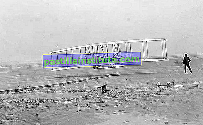 Orville Wright nel primo volo controllato, 1903