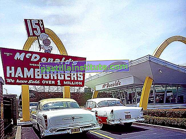 Perusahaan McDonald's. Organisasi waralaba. Toko McDonald's # 1, Des Plaines, Illinois. Museum Toko McDonald, replika restoran dibuka oleh Ray Kroc, 15 April 1955. Sekarang jaringan makanan cepat saji terbesar di Amerika Serikat.