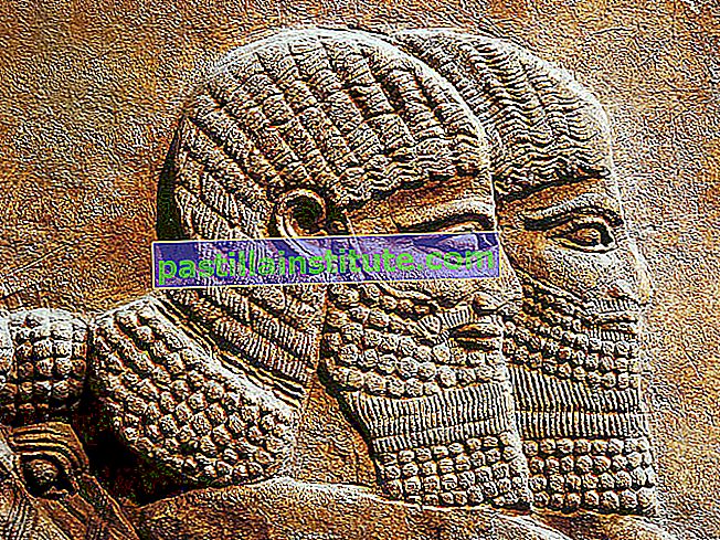 Scultura in rilievo di Assyrian (Assyrer) persone al British Museum di Londra, Inghilterra.