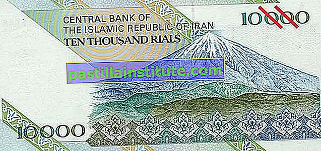 Banconota di diecimila rial dall'Iran (retromarcia).